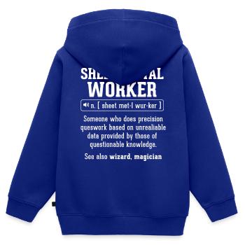 Définition du travailleur de la tôle - soudeur - Sweat Premium à capuche zippé enfant bio - bleu roi - Dos - AI Model Kid Male (0cm)