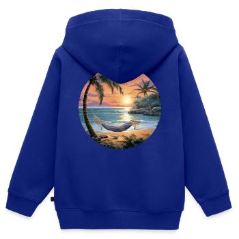Flucht zur Küstenstille: Meeresblick im Sommer - Kinder Premium Organic Zip Hoodie - Royalblau - Hinten - AI Model Kid Male (0cm)