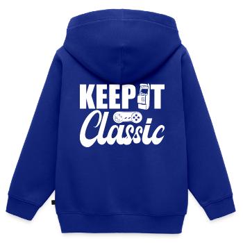 Retro Zocker Sprüche Gaming Geschenk - Kinder Premium Organic Zip Hoodie - Royalblau - Hinten - AI Model Kid Male (0cm)