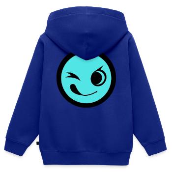 Émoticône - Sweat Premium à capuche zippé enfant bio - bleu roi - Dos - AI Model Kid Male (0cm)