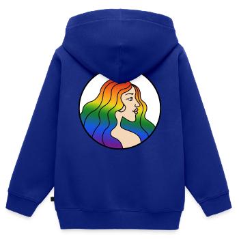 She - Kids Premium Organic Zip-up Hoodie - royal blue - Back - AI Model Kid Male (0cm)