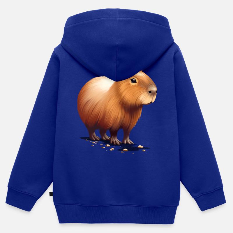 Capybara - Sweat Premium à capuche zippé enfant bio - bleu roi