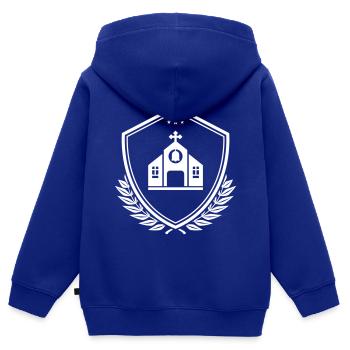 Kirche Wappen - Kinder Premium Organic Zip Hoodie - Royalblau - Hinten - AI Model Kid Male (0cm)