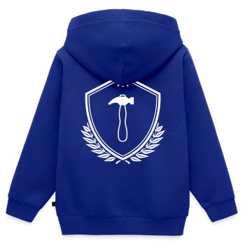 Hammer Schild - Kinder Premium Organic Zip Hoodie - Royalblau - Hinten - AI Model Kid Male (0cm)