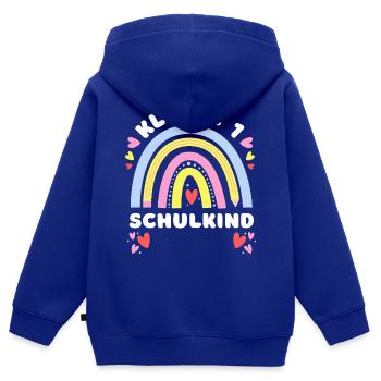 Klasse 1 - Schulkind - mit Namen personalisierbar - Kinder Premium Organic Zip Hoodie - Royalblau - Hinten - AI Model Kid Male (0cm)