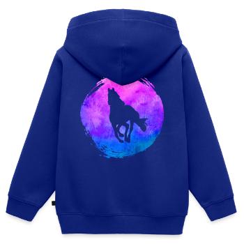 Pferde Tier Aquarell Art - Kinder Premium Organic Zip Hoodie - Royalblau - Hinten - AI Model Kid Male (0cm)