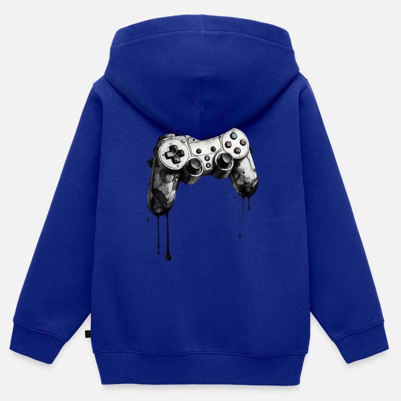 Panne de la manette : Game Over - Sweat Premium à capuche zippé enfant bio - bleu roi