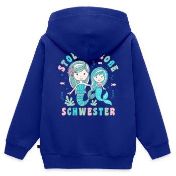 Große Schwester niedliche Meerjungfrau Geschwister - Kinder Premium Organic Zip Hoodie - Royalblau - Hinten - AI Model Kid Male (0cm)