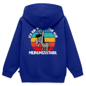 Ich bin nicht stur - nur meinungsstabil Esel - Kinder Premium Organic Zip Hoodie - Royalblau - Hinten - AI Model Kid Male (0cm)