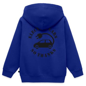 Voitures électriques Non merci - Sweat Premium à capuche zippé enfant bio - bleu roi - Dos - AI Model Kid Male (0cm)