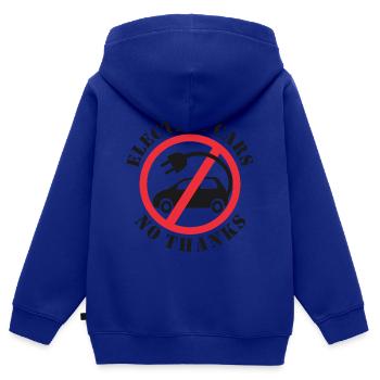 Voitures électriques Non merci - Sweat Premium à capuche zippé enfant bio - bleu roi - Dos - AI Model Kid Male (0cm)
