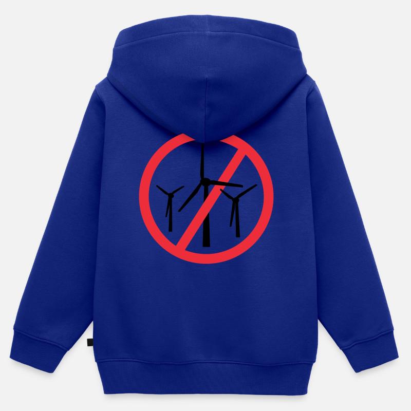 Arrêtez les éoliennes, non aux parcs éoliens - Sweat Premium à capuche zippé enfant bio - bleu roi