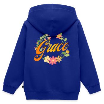 Inspirierend Christlich Religiös Geschenk - Kinder Premium Organic Zip Hoodie - Royalblau - Hinten - AI Model Kid Male (0cm)