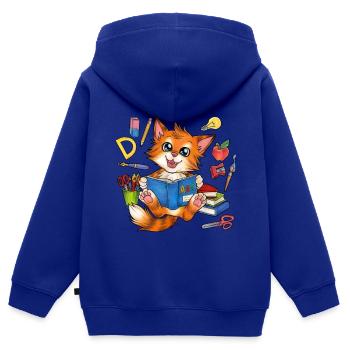 Niedliche Katze Katzenkind mit Zuckertüte Schule - Kinder Premium Organic Zip Hoodie - Royalblau - Hinten - AI Model Kid Male (0cm)