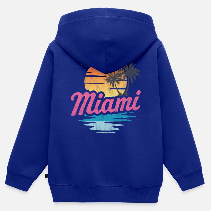 Miami - Sweat Premium à capuche zippé enfant bio - bleu roi