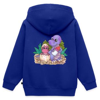 Große Schwester Niedlicher Dino Geschwister Paar - Kinder Premium Organic Zip Hoodie - Royalblau - Hinten - AI Model Kid Male (0cm)