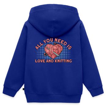 Knitting Knitting Lovers Knitting Gift - Kids Premium Organic Zip-up Hoodie - royal blue - Back - AI Model Kid Male (0cm)