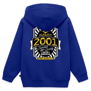 AUGUST 2001 - Kinder Premium Organic Zip Hoodie - Royalblau - Hinten - AI Model Kid Male (0cm)