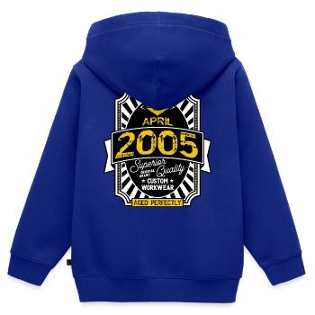 APRIL 2005 - Kinder Premium Organic Zip Hoodie - Royalblau - Hinten - AI Model Kid Male (0cm)