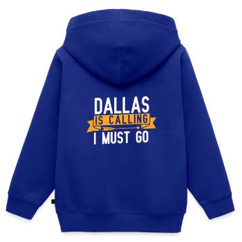 Dallas ruft und ich muss gehen - Kinder Premium Organic Zip Hoodie - Royalblau - Hinten - AI Model Kid Male (0cm)