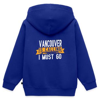 Vancouver appelle et je dois y aller - Sweat Premium à capuche zippé enfant bio - bleu roi - Dos - AI Model Kid Male (0cm)