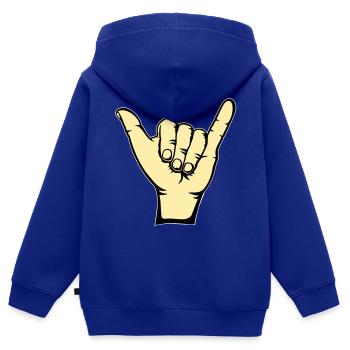 Surfer Icon Hand - Sweat Premium à capuche zippé enfant bio - bleu roi - Dos - AI Model Kid Male (0cm)