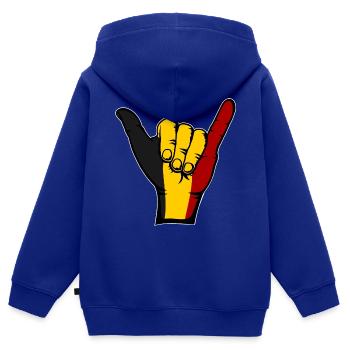 Belgien Flagge Surfing Symbol - Kinder Premium Organic Zip Hoodie - Royalblau - Hinten - AI Model Kid Male (0cm)