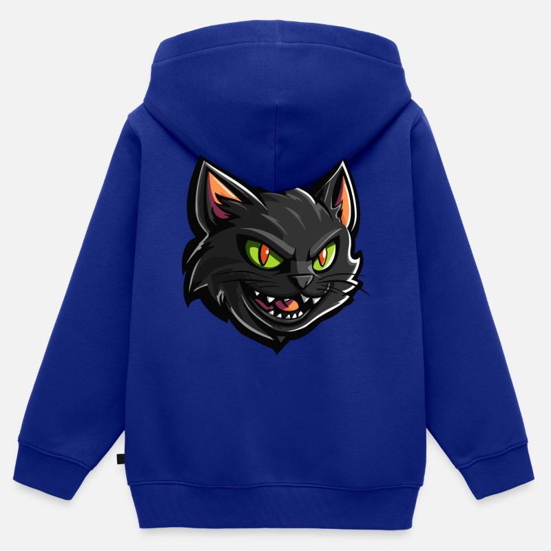 Halloween Chat Chat - Sweat Premium à capuche zippé enfant bio - bleu roi