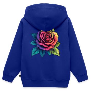Rose Blume - Kinder Premium Organic Zip Hoodie - Royalblau - Hinten - AI Model Kid Male (0cm)