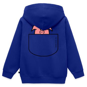 Pig comes out of the pocket - Kids Premium Organic Zip-up Hoodie - royal blue - Back - AI Model Kid Male (0cm)