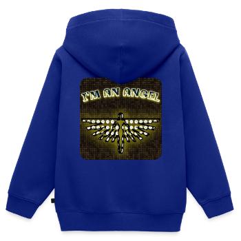 Je suis un ange - Club WoW - 2023 - Sweat Premium à capuche zippé enfant bio - bleu roi - Dos - AI Model Kid Male (0cm)