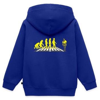 Schülerlotse Evolution Geschenk helfen schule - Kinder Premium Organic Zip Hoodie - Royalblau - Hinten - AI Model Kid Male (0cm)