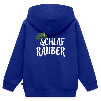SCHLAF RÄUBER KINDER SCHLAFLOS KINDER SPRUCH KIND - Kinder Premium Organic Zip Hoodie - Royalblau - Hinten - AI Model Kid Male (0cm)
