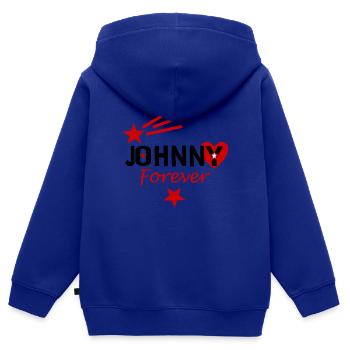Johnny forever - Sweat Premium à capuche zippé enfant bio - bleu roi - Dos - AI Model Kid Male (0cm)
