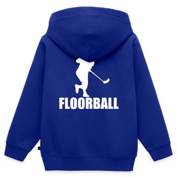 Floorball Unihockey Geschenk - Kinder Premium Organic Zip Hoodie - Royalblau - Hinten - AI Model Kid Male (0cm)