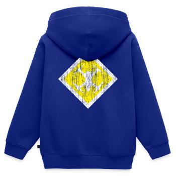 signe frais de drones sous forme Karo sur un fond jaune - Sweat Premium à capuche zippé enfant bio - bleu roi - Dos - AI Model Kid Male (0cm)