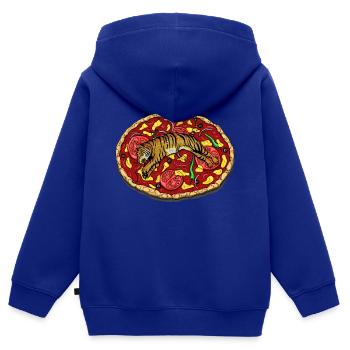 TIGER PIZZA - Kinder Premium Organic Zip Hoodie - Royalblau - Hinten - AI Model Kid Male (0cm)