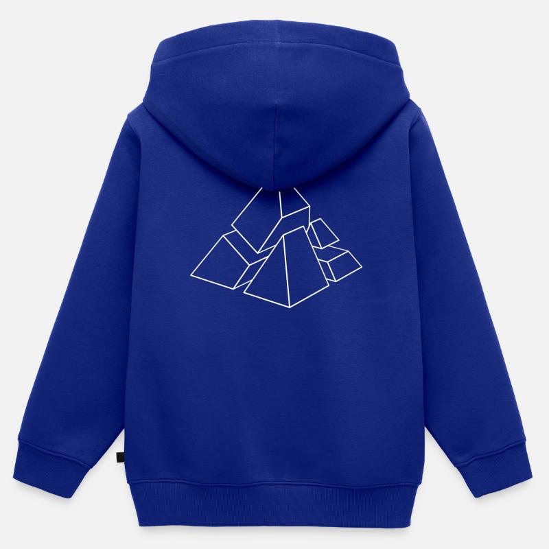 JOSZ DESIGN Pyramide 3 - Sweat Premium à capuche zippé enfant bio - bleu roi
