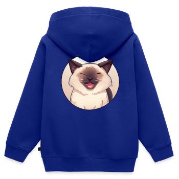 Katze im Anime-Stil im Kreis - Kinder Premium Organic Zip Hoodie - Royalblau - Hinten - AI Model Kid Male (0cm)
