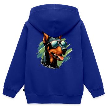 Doberman Le Modèle - Sweat Premium à capuche zippé enfant bio - bleu roi - Dos - AI Model Kid Male (0cm)