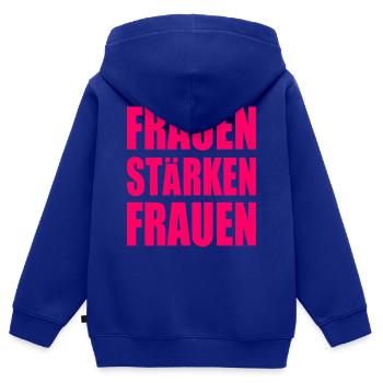 Frauen stärken frauen - Kinder Premium Organic Zip Hoodie - Royalblau - Hinten - AI Model Kid Male (0cm)