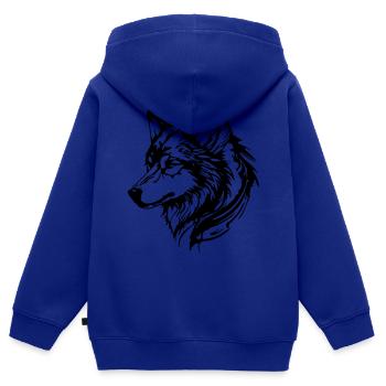 Wolf Kopf - Kinder Premium Organic Zip Hoodie - Royalblau - Hinten - AI Model Kid Male (0cm)