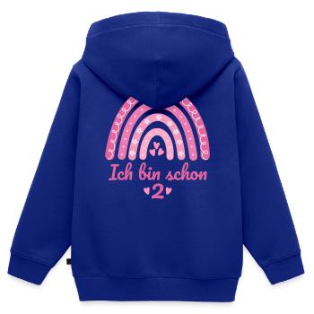2. Geburtstag Mädchen Regenbogen Ich bin schon 2 - Kinder Premium Organic Zip Hoodie - Royalblau - Hinten - AI Model Kid Male (0cm)