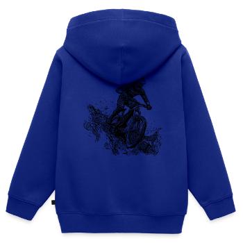 Radfahrer Mountainbiker Regen Schlamm Abfahrt - Kinder Premium Organic Zip Hoodie - Royalblau - Hinten - AI Model Kid Male (0cm)