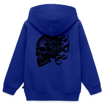 Lachender brennender grinsender Tattoo Schädel - Kinder Premium Organic Zip Hoodie - Royalblau - Hinten - AI Model Kid Male (0cm)