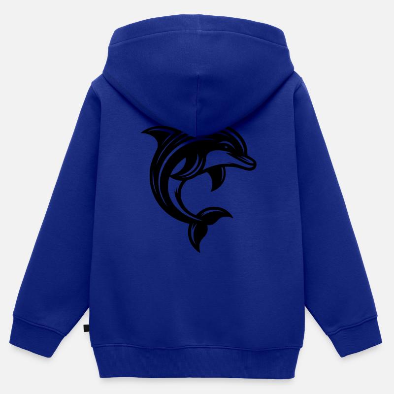 Mignon Petit Mignon Tatouage Dauphin - Sweat Premium à capuche zippé enfant bio - bleu roi