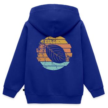 Feuille - Sweat Premium à capuche zippé enfant bio - bleu roi - Dos - AI Model Kid Male (0cm)
