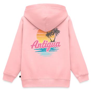 Antigua - Kinder Premium Organic Zip Hoodie - Rosa - Hinten - AI Model Kid Female (0cm)