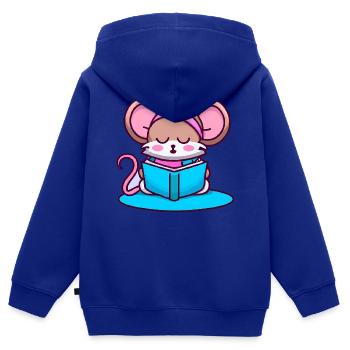 Leseratte Bücherwurm Maus - Kinder Premium Organic Zip Hoodie - Royalblau - Hinten - AI Model Kid Male (0cm)