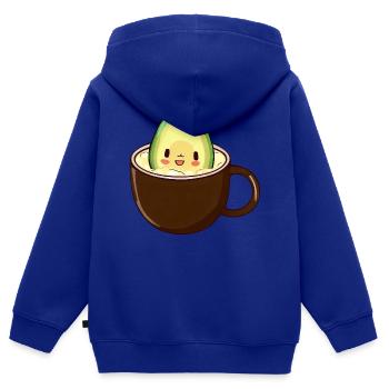 L’avocat baigne dans le café - Sweat Premium à capuche zippé enfant bio - bleu roi - Dos - AI Model Kid Male (0cm)